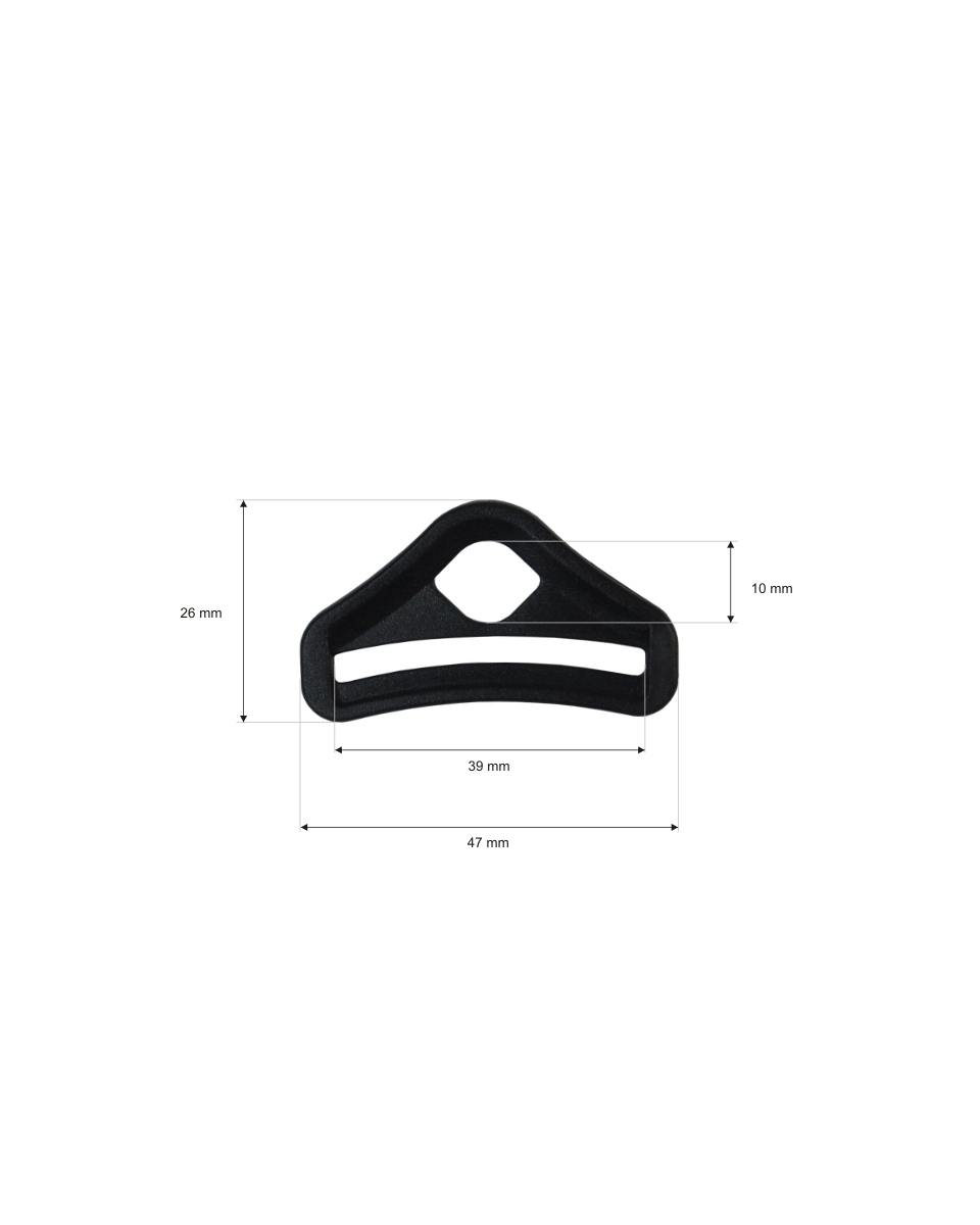 Plastic  triangle 39 mm mieszko black 100 pcs