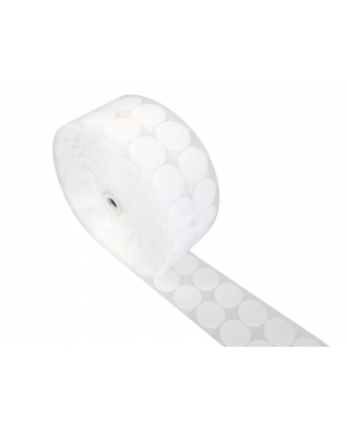 Hook-and-loop dots with glue 4.5 cm white 100% nylon loop