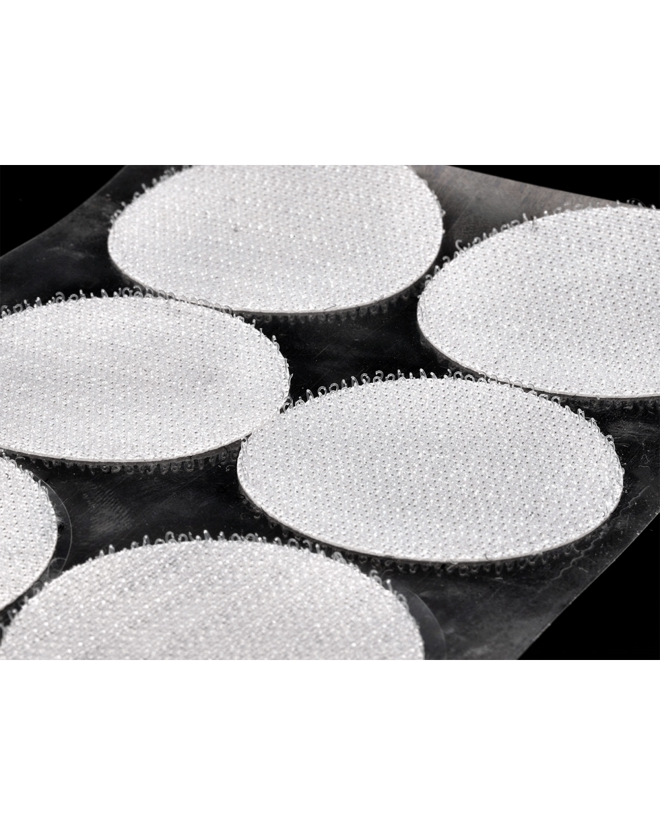 Hook-and-loop dots with glue 4.5 cm white 100% nylon hook