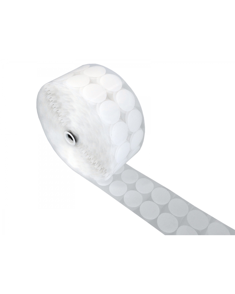 Hook-and-loop dots with glue 4.5 cm white 100% nylon hook