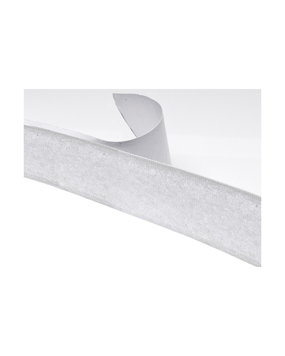 Hook and loop tape with glue  white 501 polyester/nylon loop 25 mb