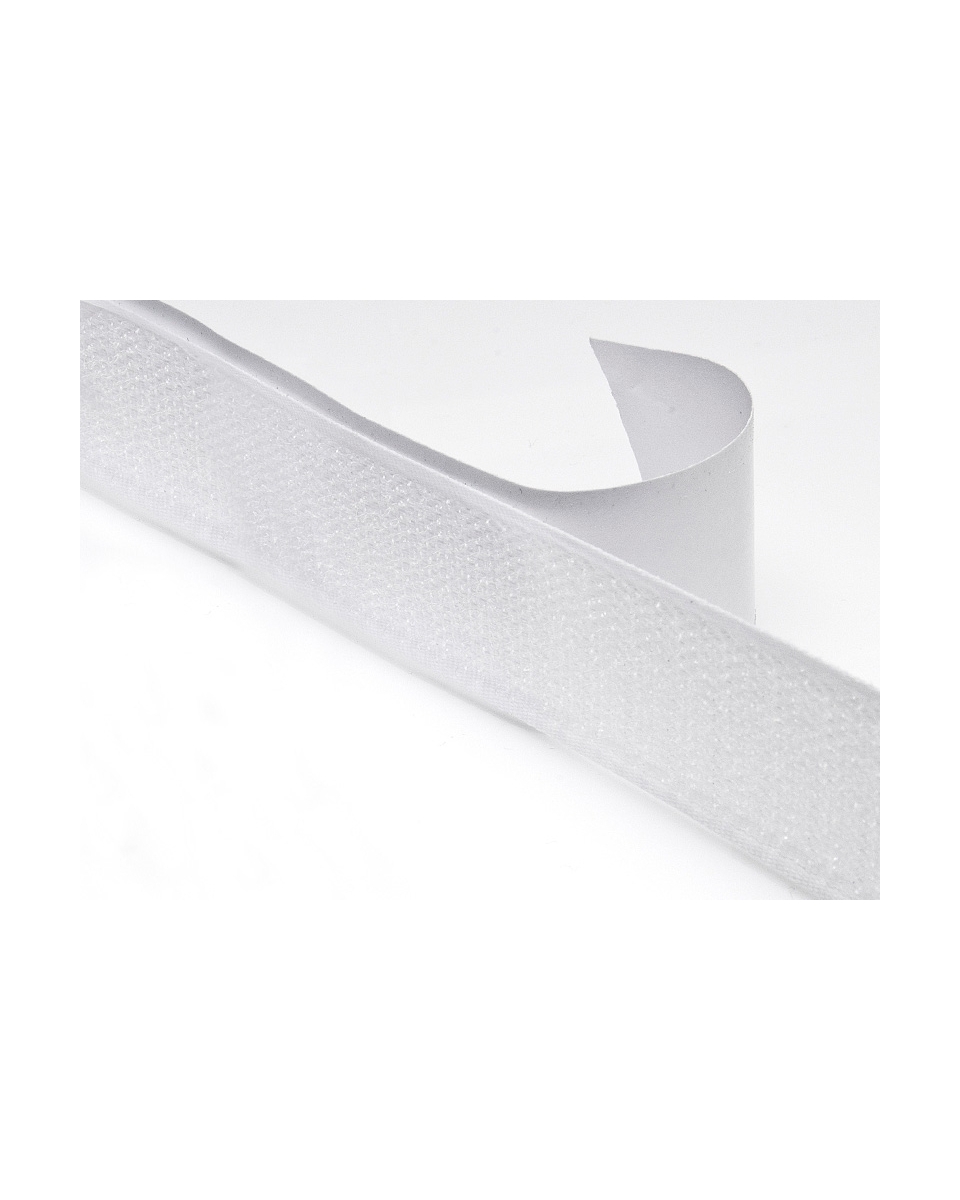 Hook and loop tape with glue  white 501 polyester/nylon loop 25 mb