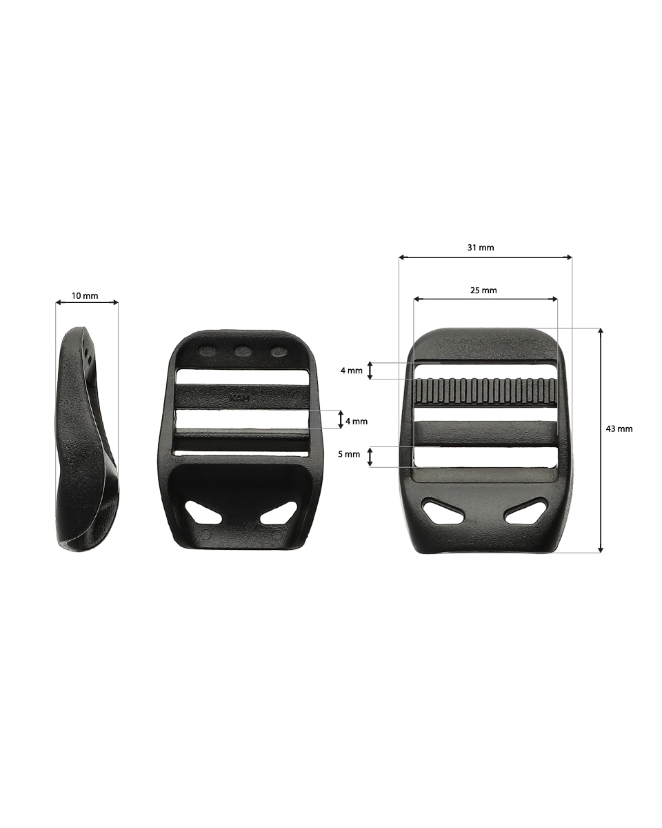 Plastic slide buckle 26 mm Kam black 100 pcs Plastic slide buckle 26 mm Kam black 100 pcs