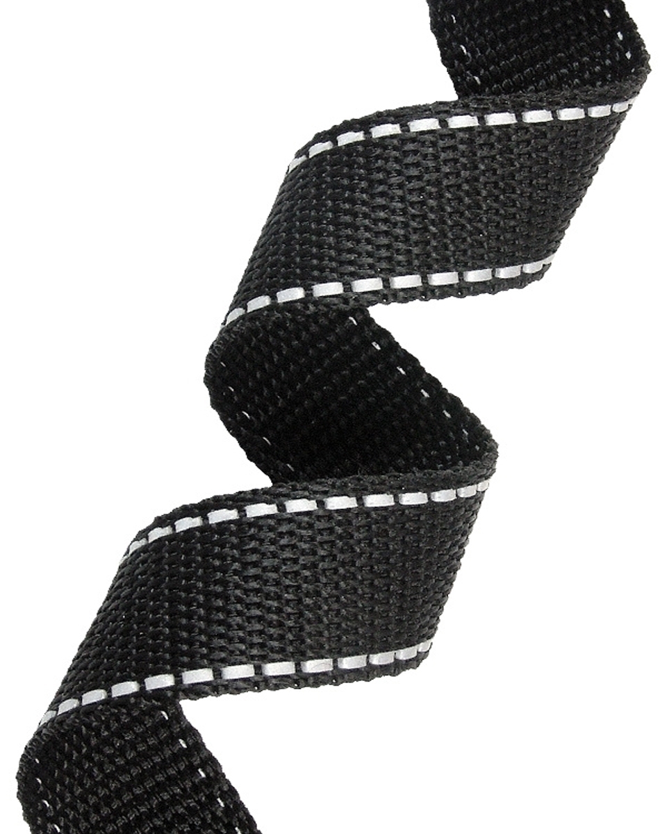 Reflective webbing 25 mm / 1,4 mm black 580 pp 50 mb