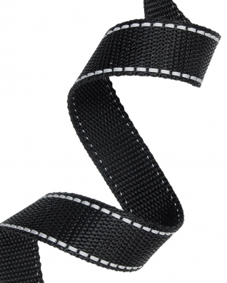 Reflective webbing 25 mm / 1,4 mm black 580 pp 50 mb