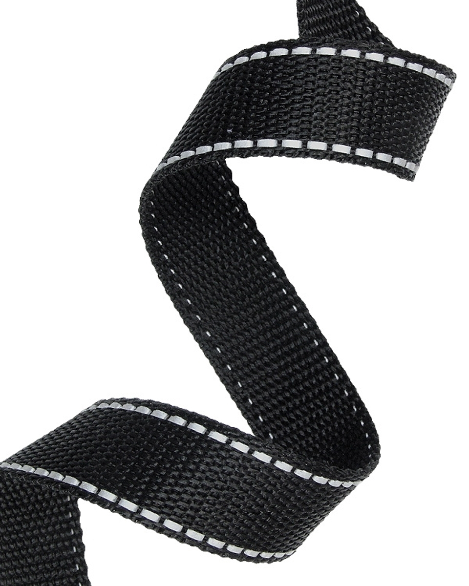 Reflective webbing 25 mm / 1,4 mm black 580 pp 50 mb