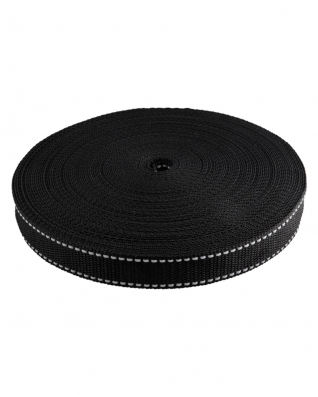 Reflective webbing 30 mm / 1,3 mm black 580 pp 50 mb