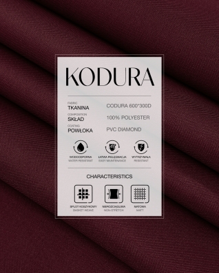 Tkanina wodoodporna Kodura Light 600D*300D PVC (048) bordowa