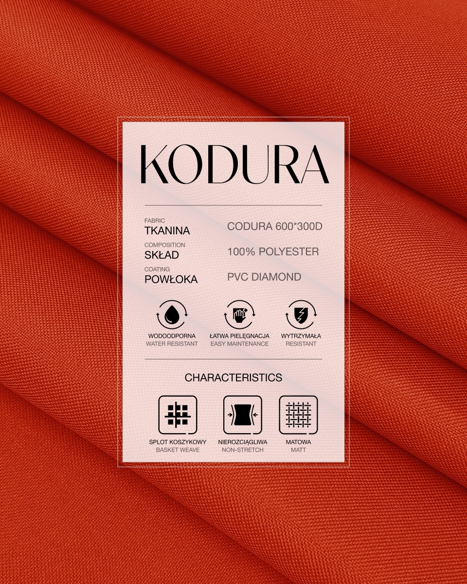 Voděodolná tkanina Kodura 600D*300D PVC (053) oranžová