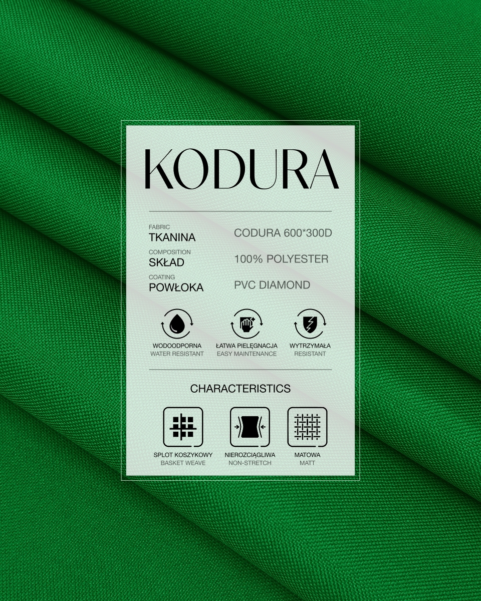 Tkanina wodoodporna Kodura 600D*300D PVC (084) zielona