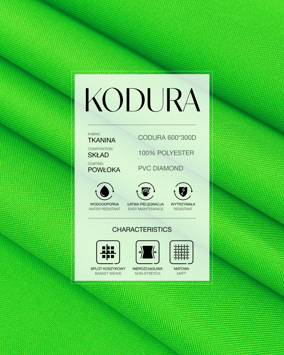 Tkanina wodoodporna Kodura 600D*300D PVC (1001)  neon zielony