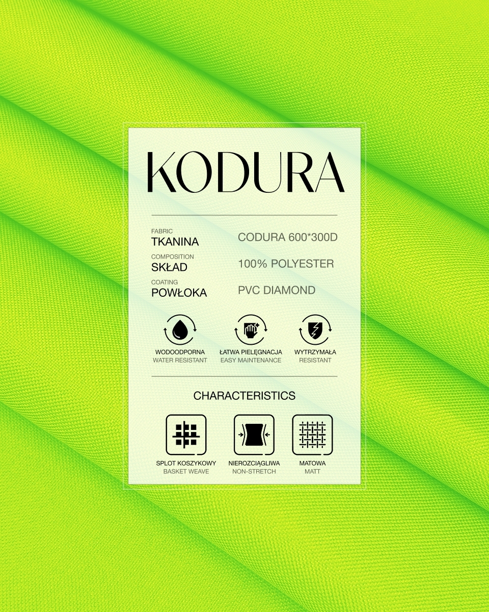 Tkanina wodoodporna Kodura 600D*300D PVC (1003)  neon limonka