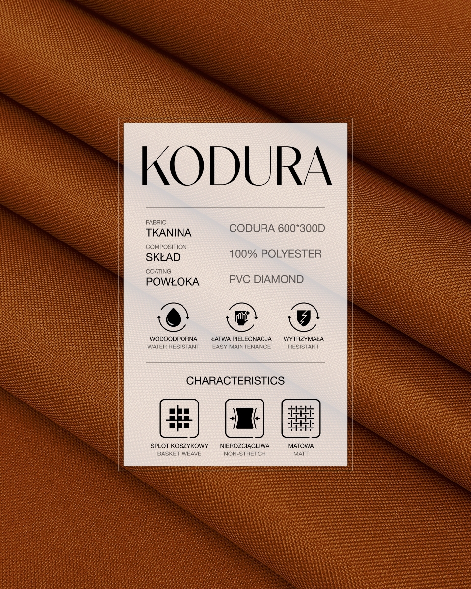 Voděodolná tkanina Kodura 600D*300D PVC (102) rezavá