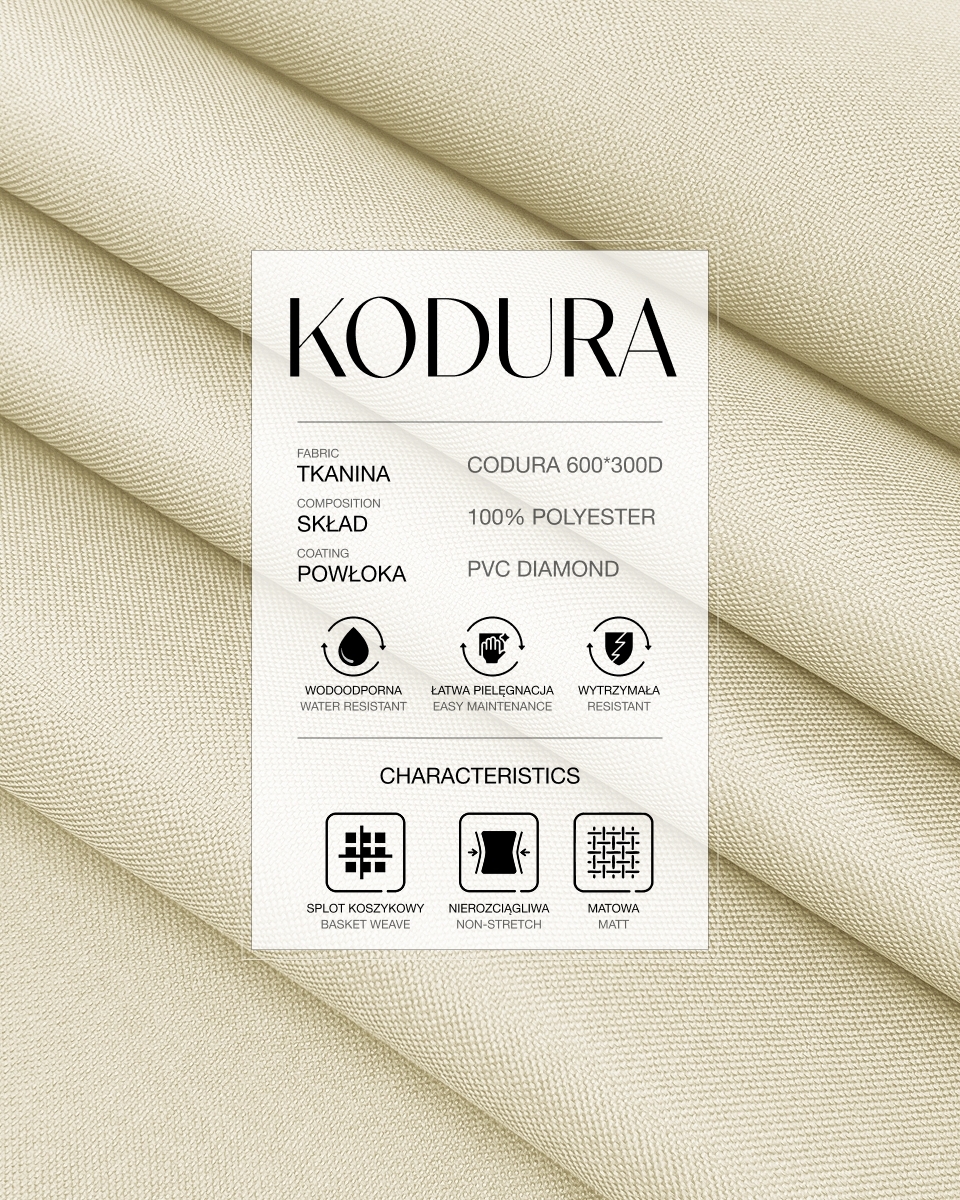 Tkanina wodoodporna Kodura 600D*300D PVC (100) jasnobeżowa