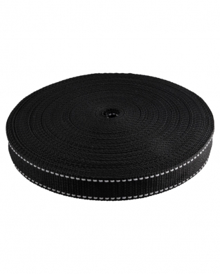 Reflective webbing 30 mm / 1,3 mm black 580 pp 25 mb