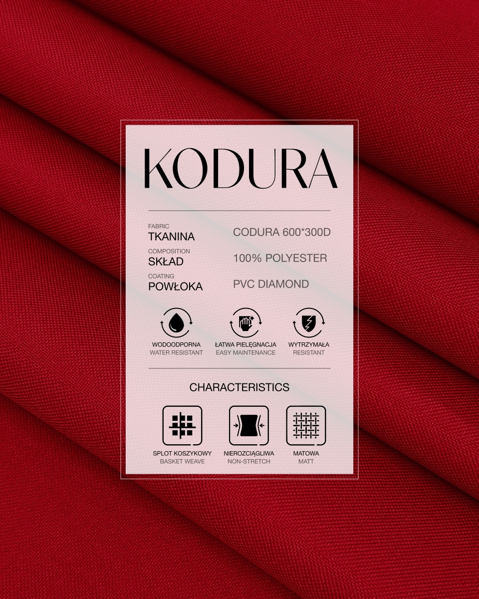Voděodolná tkanina Kodura Light 600D*300D PVC (171) červená