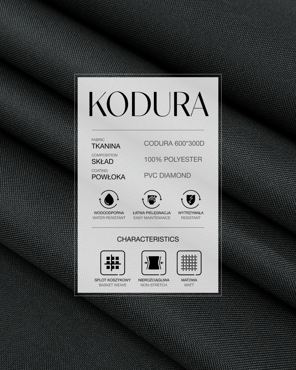 Voděodolná tkanina Kodura Light 600D*300D PVC (301) grafitová