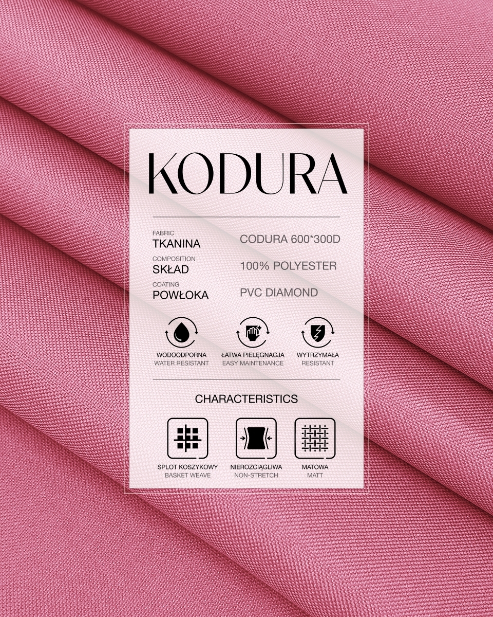 Voděodolná tkanina Kodura 600D*300D PVC (515) růžová