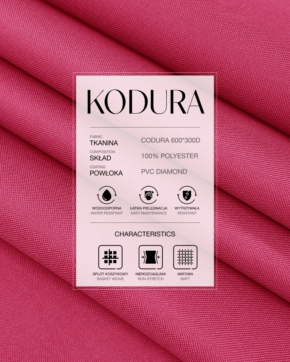 Voděodolná tkanina Kodura 600D*300D PVC (516) růžová