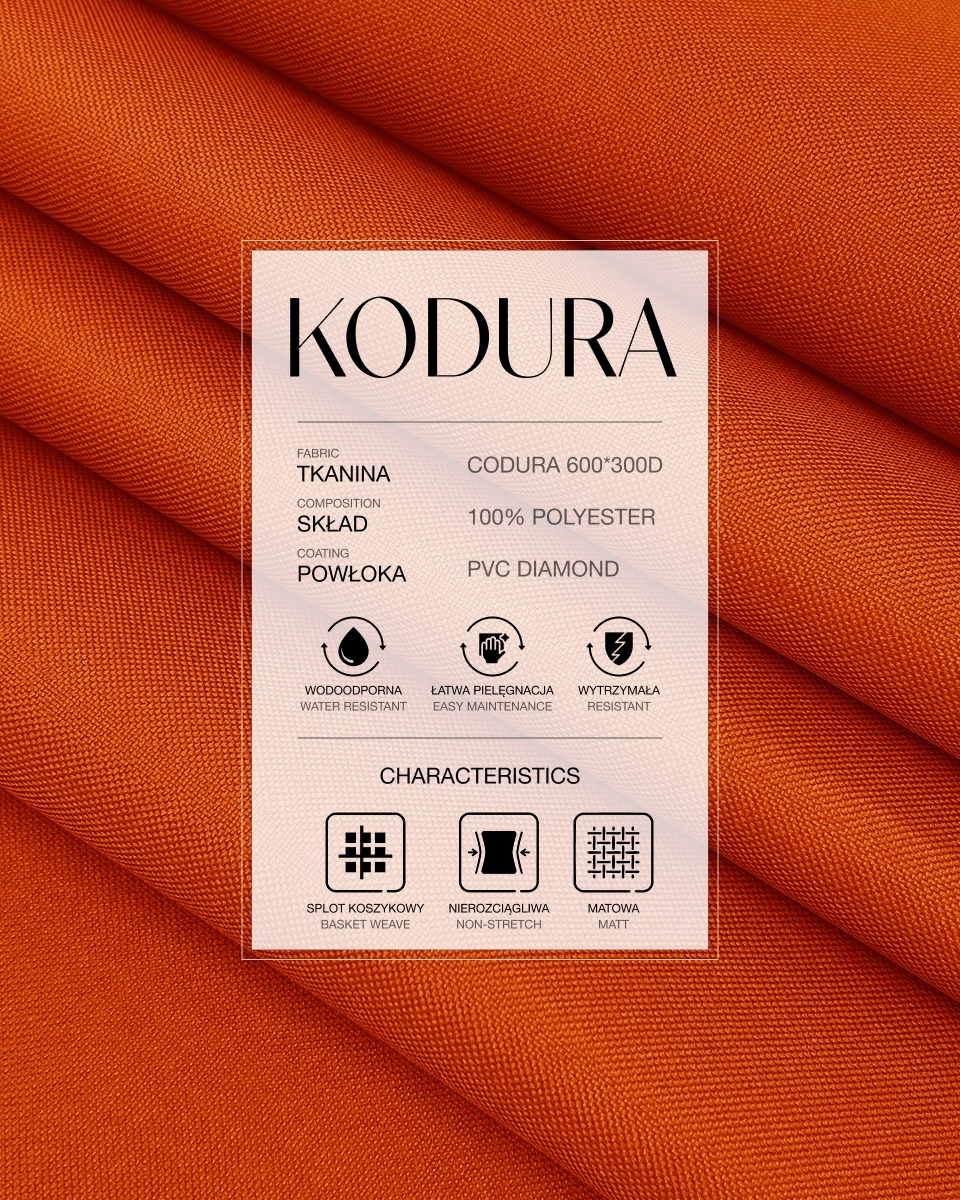 Tkanina wodoodporna Kodura 600D*300D PVC (523) pomarańczowa