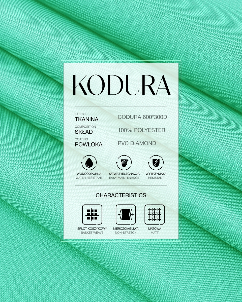 Tkanina wodoodporna Kodura 600D*300D PVC (533) miętowa