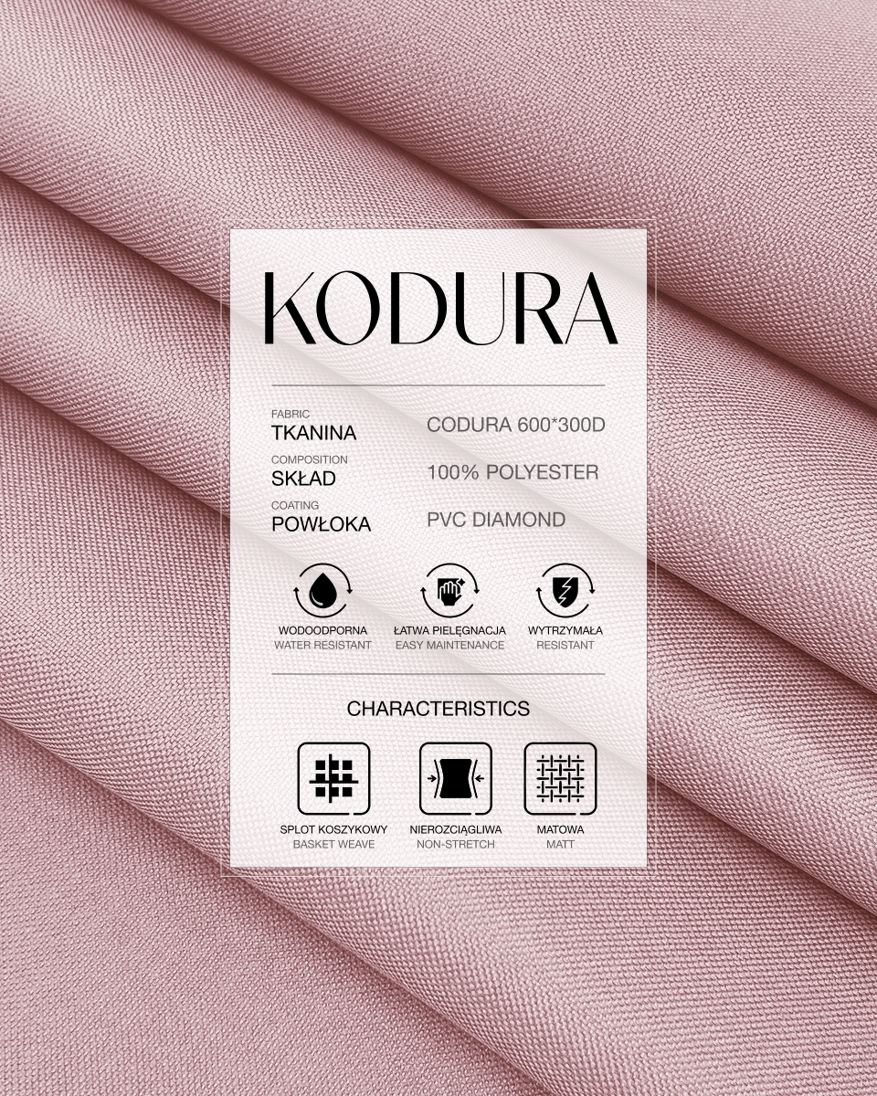 Voděodolná tkanina Kodura 600D*300D PVC (552) světle růžová