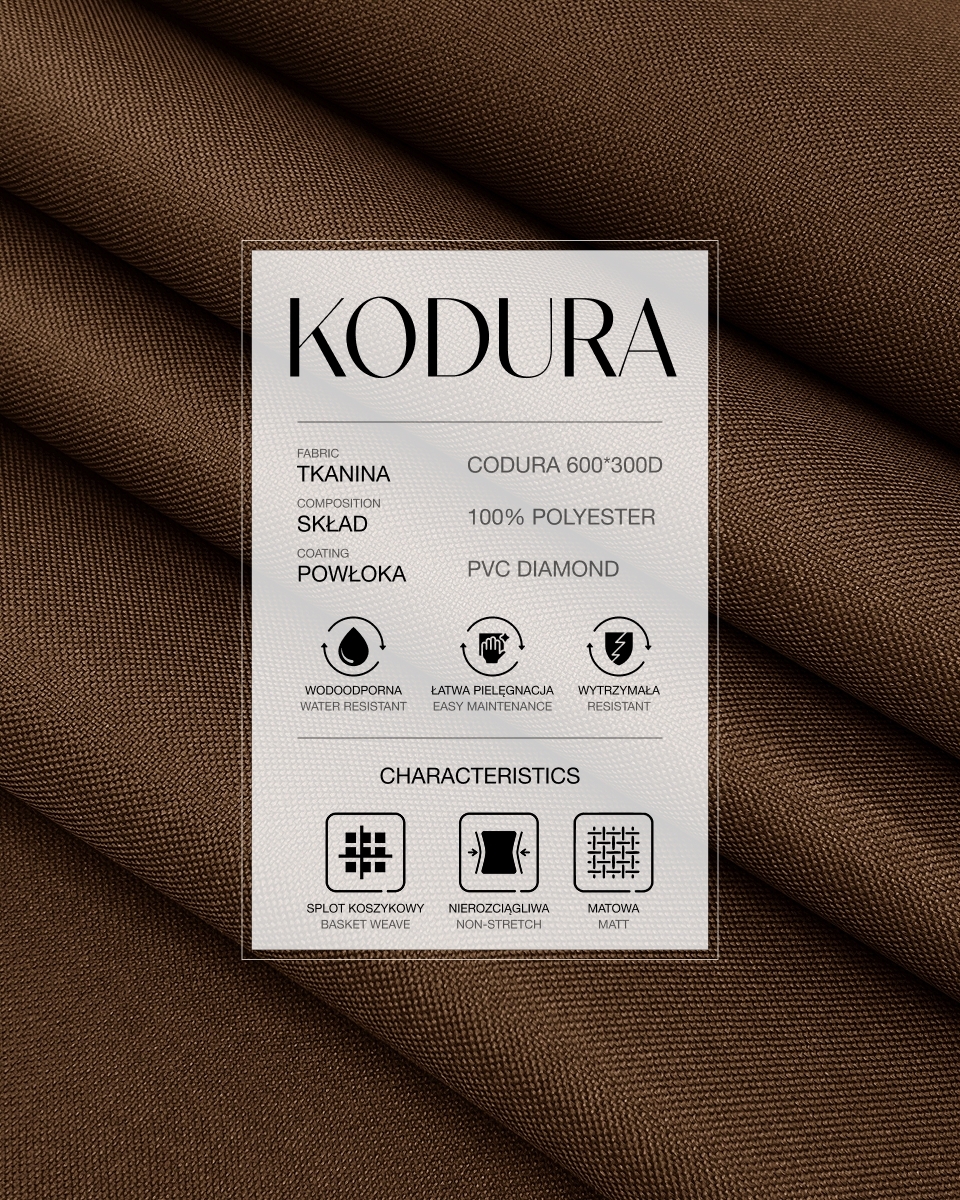 Voděodolná tkanina Kodura 600D*300D PVC (568) hnědá