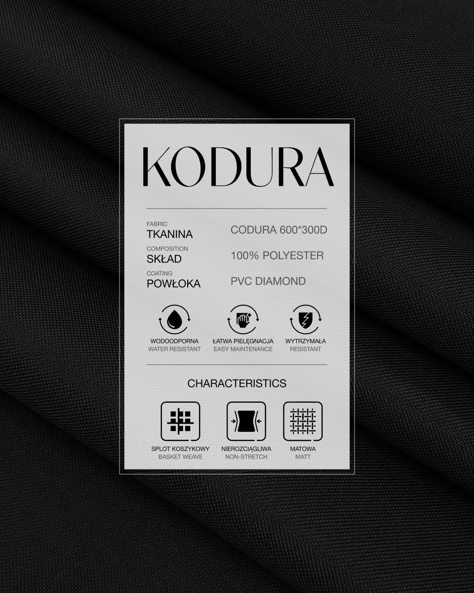 Voděodolná tkanina Kodura Light 600D*300D PVC (580) černá