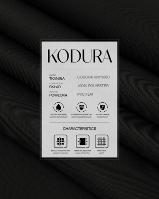 Tkanina wodoodporna Kodura 600D*300D PVC FLAT (580) czarna