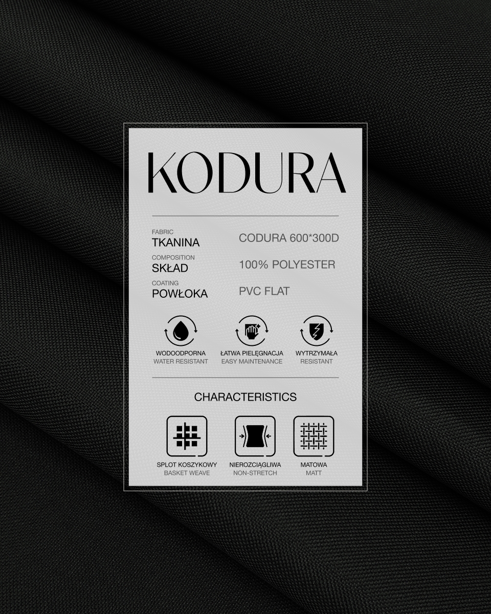 Voděodolná tkanina Kodura 600D*300D PVC FLAT (580) černá
