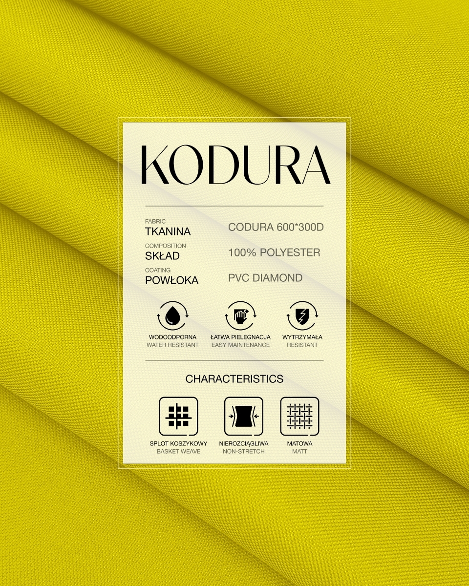 Tkanina wodoodporna Kodura 600D*300D PVC (611) jasnożółta