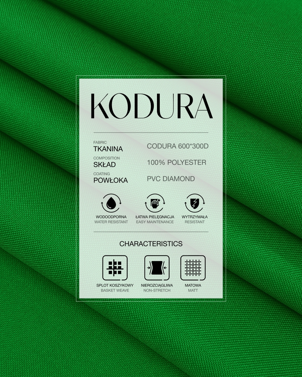 Tkanina wodoodporna Kodura 600D*300D PVC (616) zielona