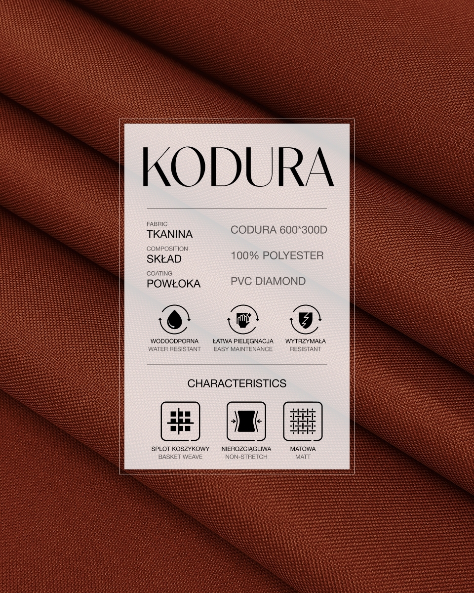 Tkanina wodoodporna Kodura 600D*300D PVC (630) brązowa