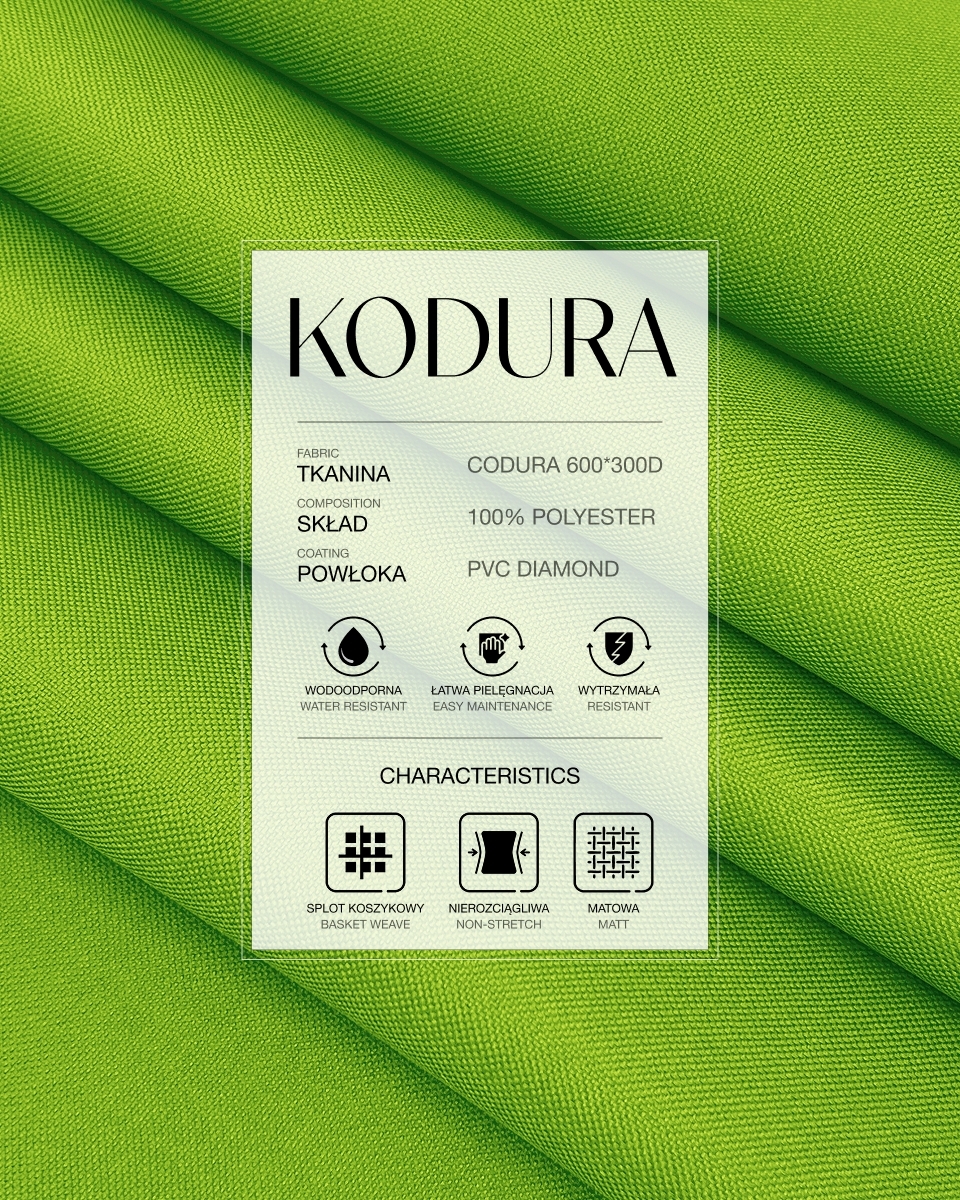 Tkanina wodoodporna Kodura 600D*300D PVC (652) jasnozielona