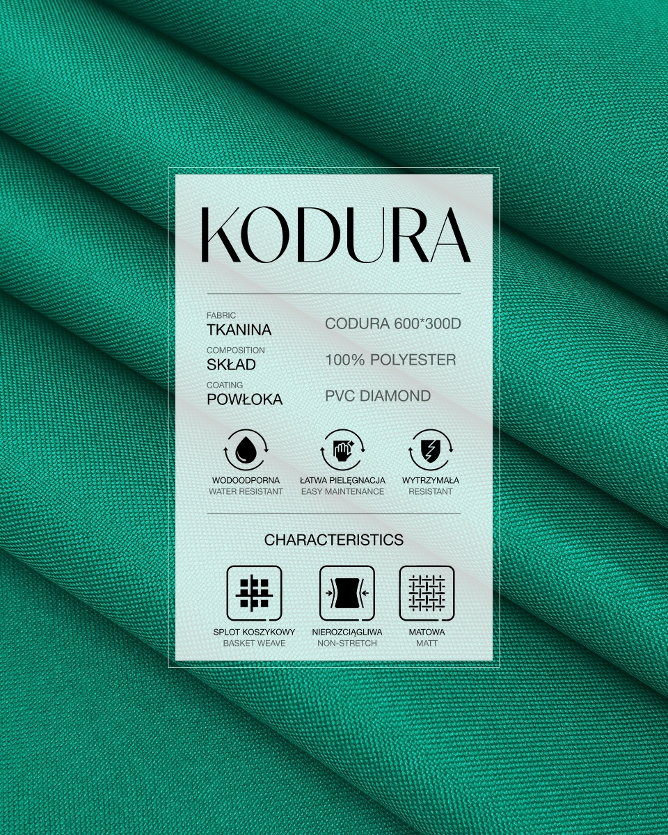 Tkanina wodoodporna Kodura 600D*300D PVC (672) morska