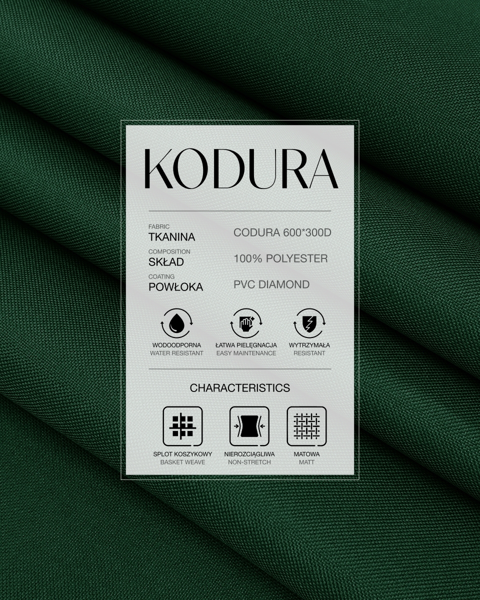 Tkanina wodoodporna Kodura 600D*300D PVC (693) ciemnozielona