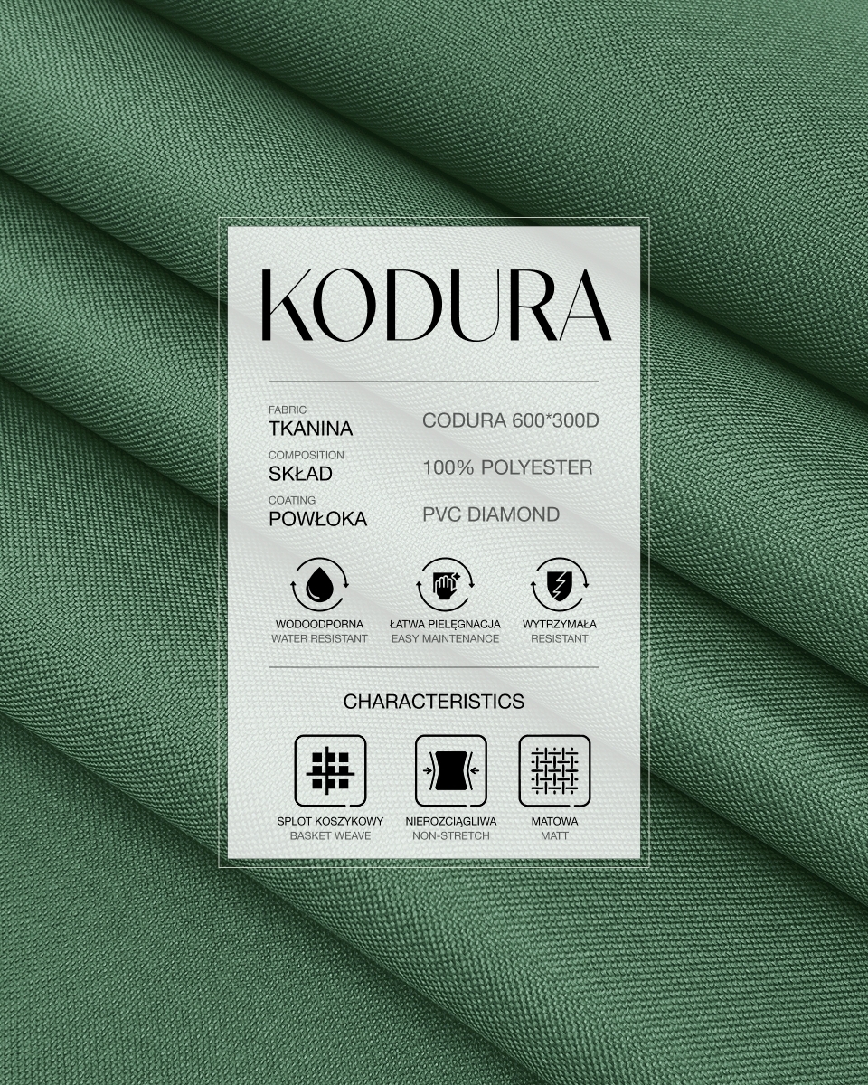 Waterproof Codura Fabric 600D*300D PVC (773) dark sage