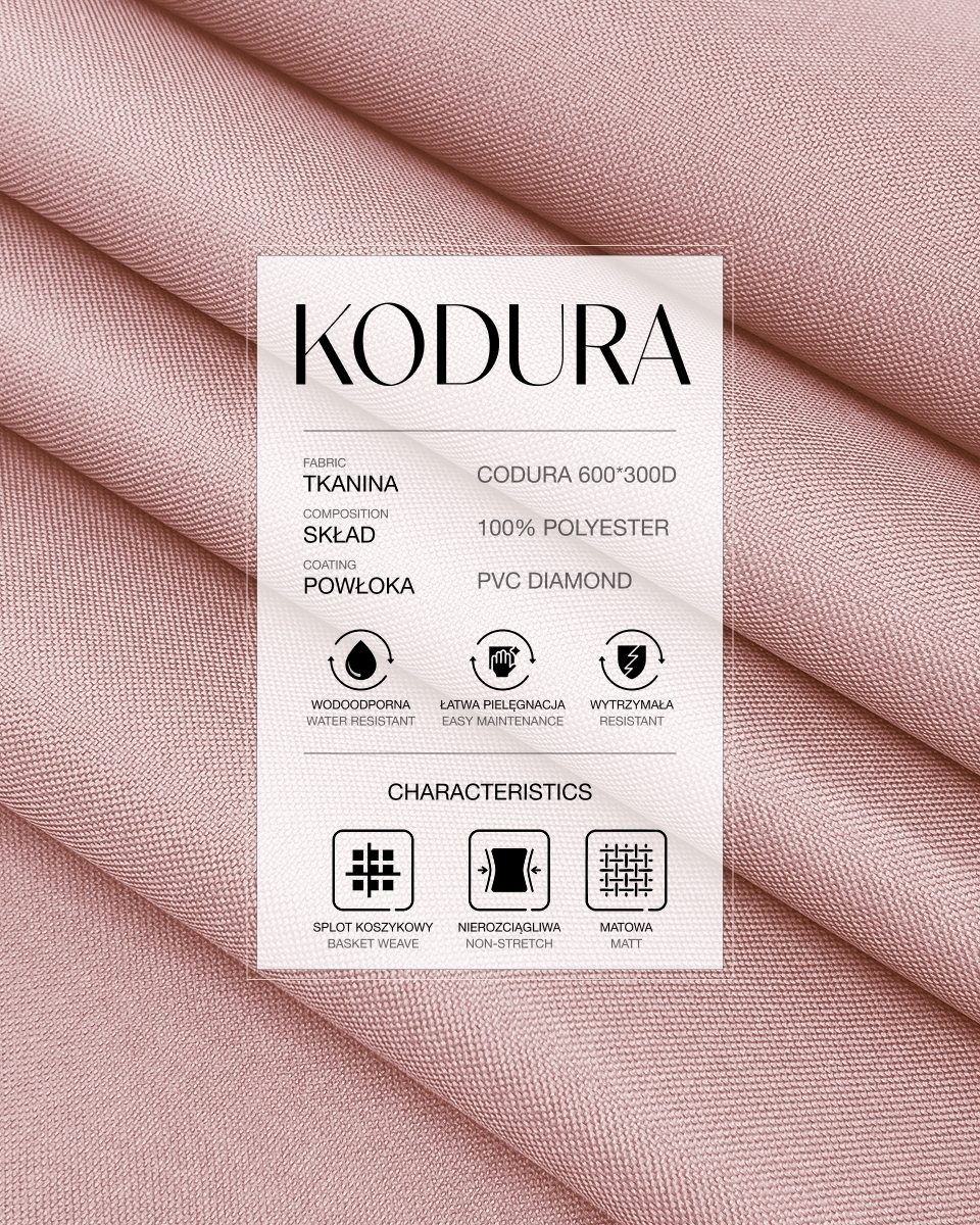 Voděodolná tkanina Kodura 600D*300D PVC (811) světle růžová