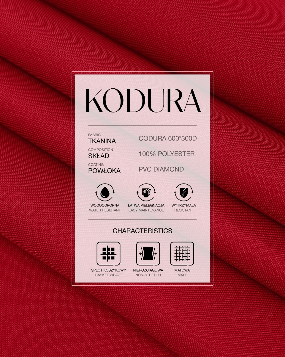 Tkanina wodoodporna Kodura 600D*300D PVC (820) czerwona