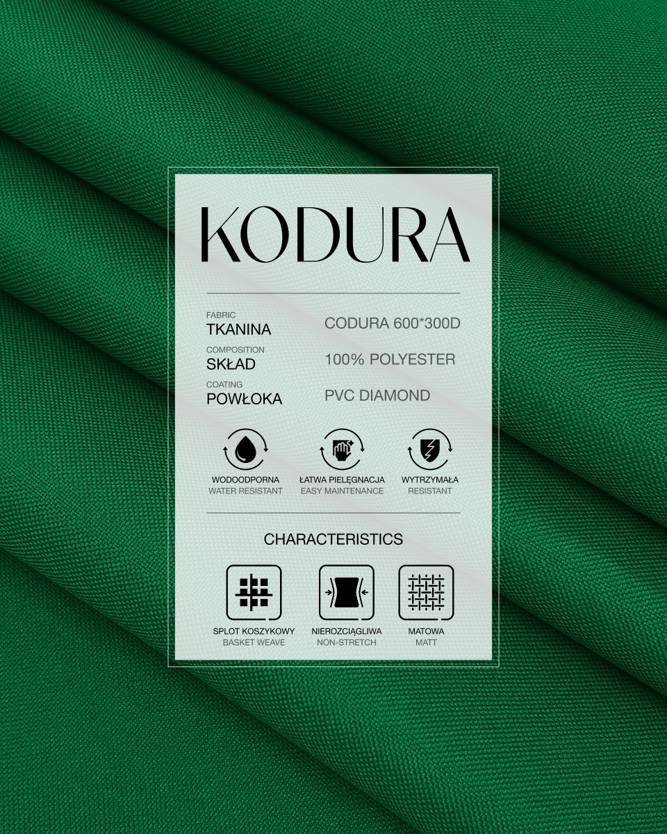 Tkanina wodoodporna Kodura 600D*300D PVC (878) zielona