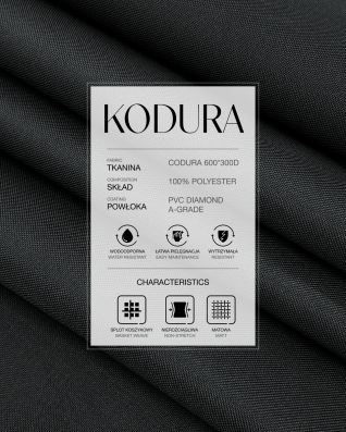 Tkanina wodoodporna Kodura 600D*300D PVC A-GRADE (301) grafitowa