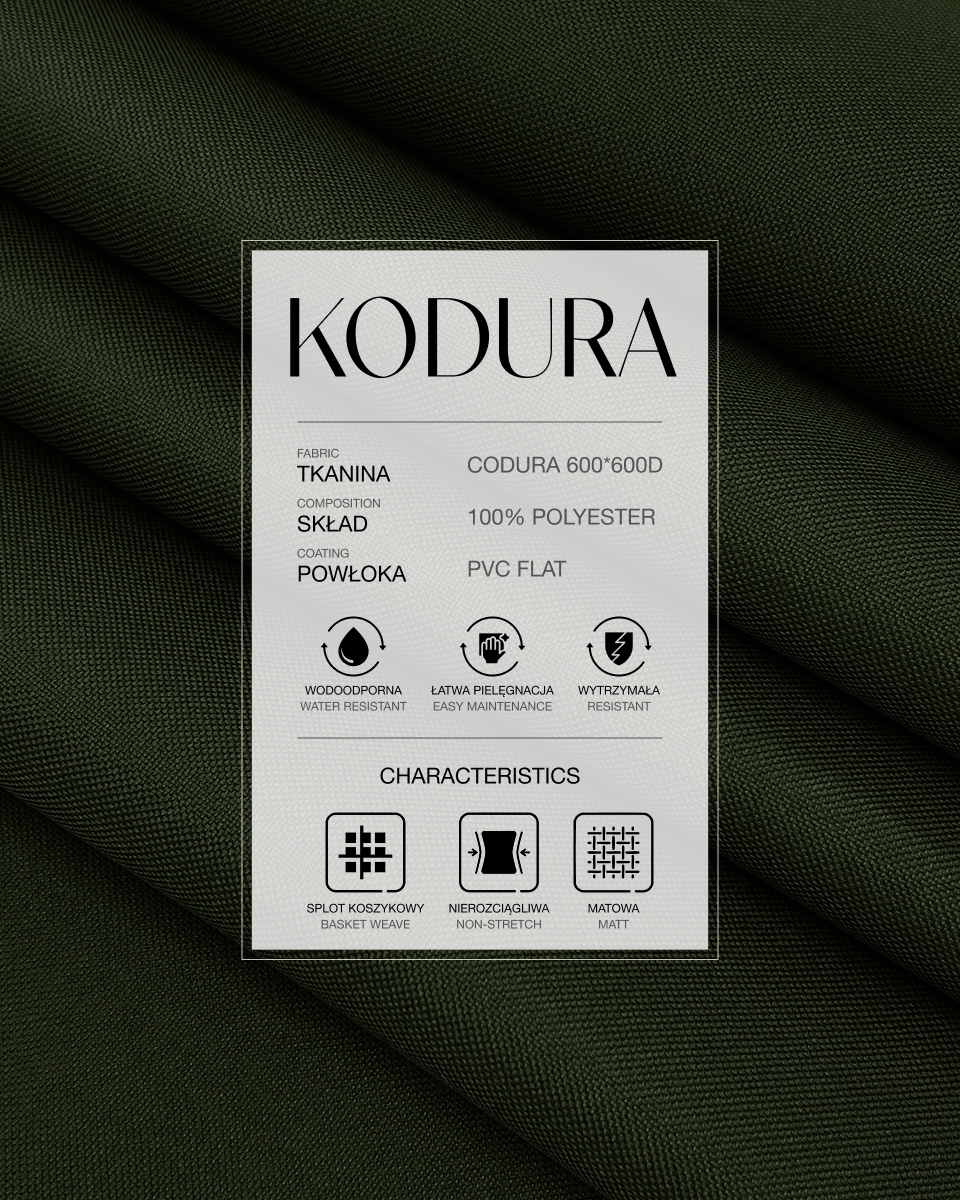 Tkanina wodoodporna Kodura 600D*600D PVC-FLAT (173) khaki Tkanina wodoodporna Kodura 600D*600D PVC-FLAT (173) khaki