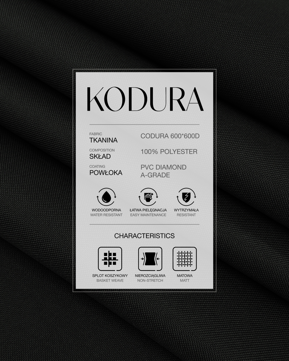 Tkanina wodoodporna Kodura 600D*600D PVC A-GRADE (580) czarna