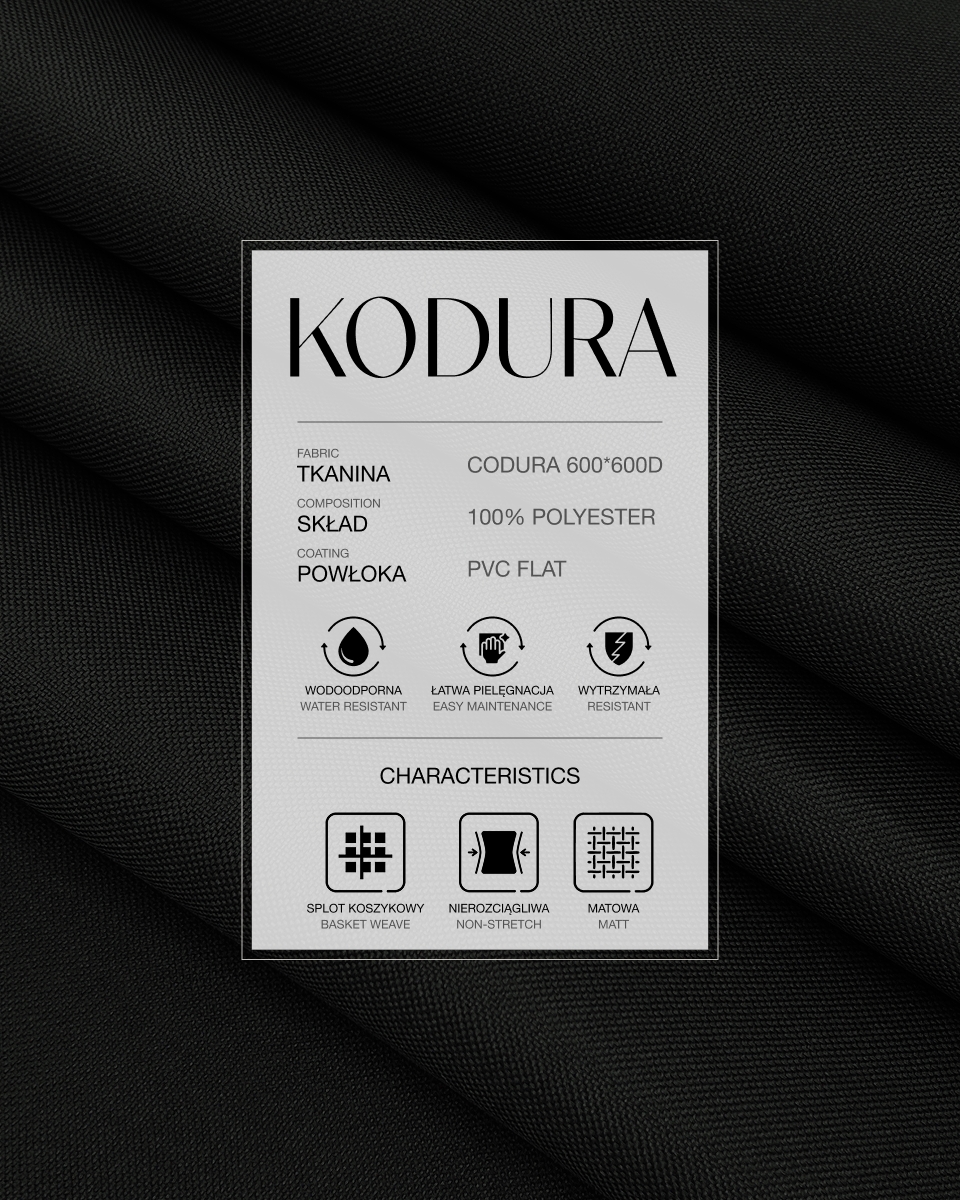 Tkanina wodoodporna Kodura 600D*600D PVC-FLAT (580) czarna