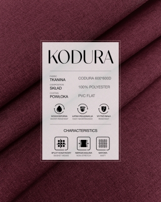 Tkanina wodoodporna Kodura 600D*600D PVC-FLAT (048) bordowa dwuton