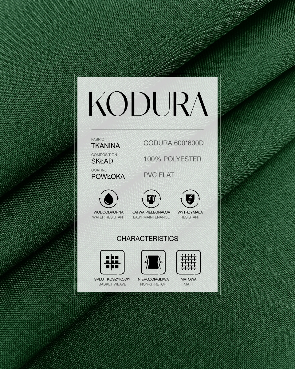 Tkanina wodoodporna Kodura 600D*600D PVC-FLAT (153) ciemnozielona dwuton