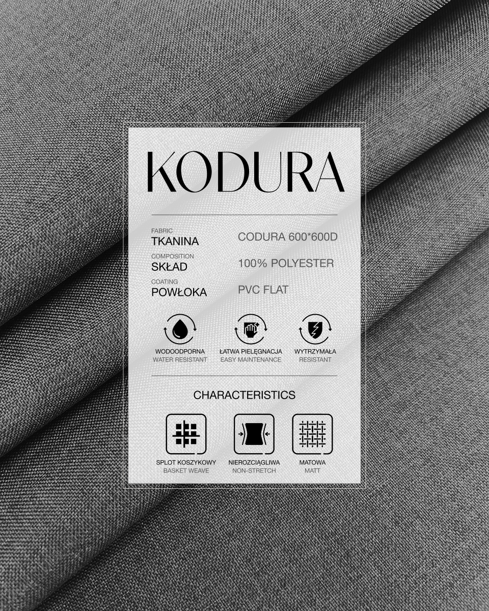 Tkanina wodoodporna Kodura 600D*600D PVC-FLAT (134-2) szara dwuton